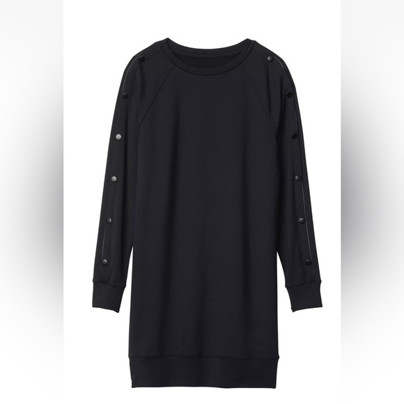 Athleta Black Snappy Sweatshirt Dress Style #352512 Casual Soft Athletic Medium - Picture 15 of 15